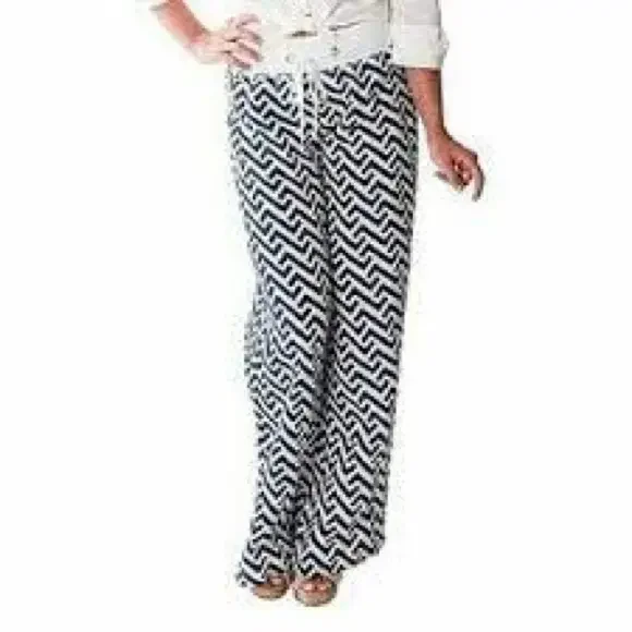 NWT All For Color Nautical Tide Linen Beach Pants M - Picture 1 of 7